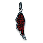 Sterling Silver Black Ceramic Red Swarovski Elements Wing Pendant